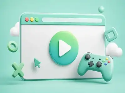 Cartoon browser instant play illustration